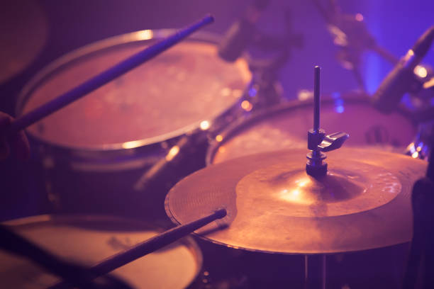 istock Drum set in stage lights. Close-up photo 1325003018