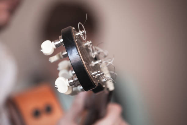 istock Acoustic guitar head, close-up photo 1325003019