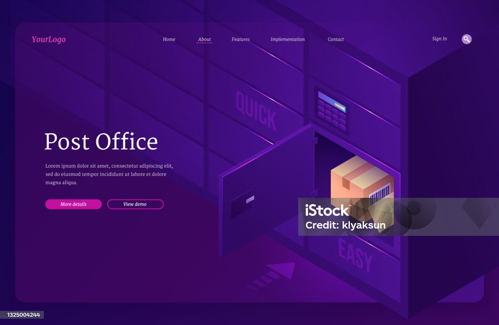 Inpost Locker Email Post Office Isometric Landing Mail Parcel Locker Stock Illustration ...