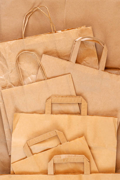 istock Recycled packaging ,craft packages for packaging goods from online stores, eco friendly packaging made of recyclable raw materials 1325005385
