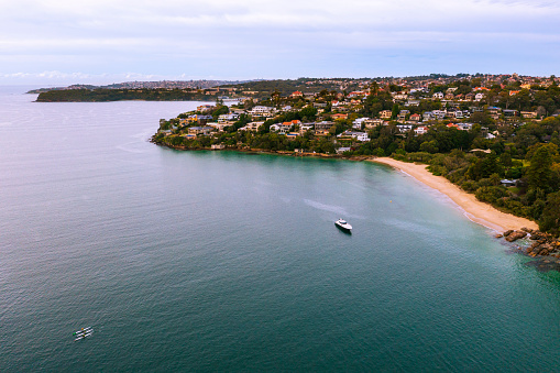 Aerial view of Chinamans Beach, Balmoral, Mosman, Middle Head, Sydney, Australia