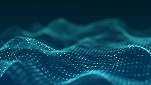istock Digital dynamic cyber wave. Abstract futuristic blue background with dots and lines. Big data visualization. 3D rendering. 1325007026