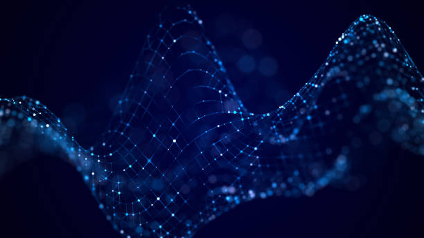 istock Digital blue background of particles. Abstract futuristic dynamic background. Big data visualization. 3D rendering. 1325007047