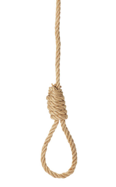 istock Rope noose with knot isolated on white 1325014963