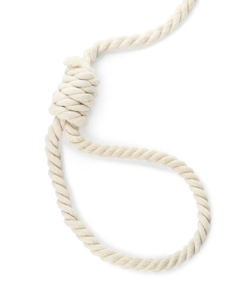 istock Rope noose with knot on white background, top view 1325014971