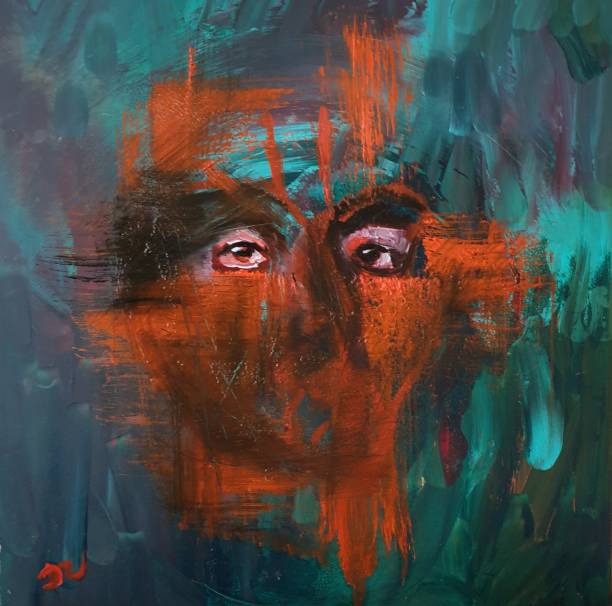 illustrazioni stock, clip art, cartoni animati e icone di tendenza di ritratto a olio della donna astratta - abstract oil painting paintings red