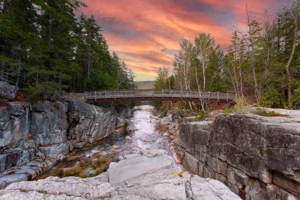 Scenic view of Saco river at Kancamangus Highway in New Hampshire