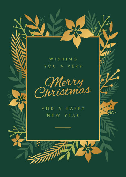 Christmas greeting card with flowers frame. Christmas greeting card with flowers frame. Stock illustration christmas card template stock illustrations