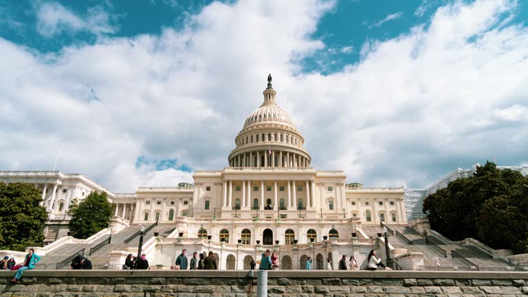 Time lapse front of the United States Capitol Building, Capitol Hill, Washington, D.C., USA