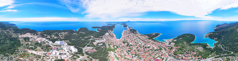 Panoramic aerial view of the island of Losinj, Croatia
