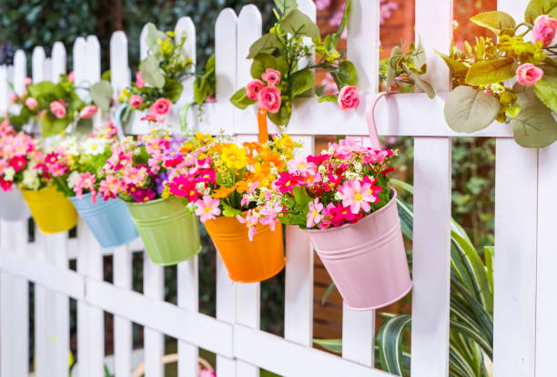 Hanging Flower Pots with fence