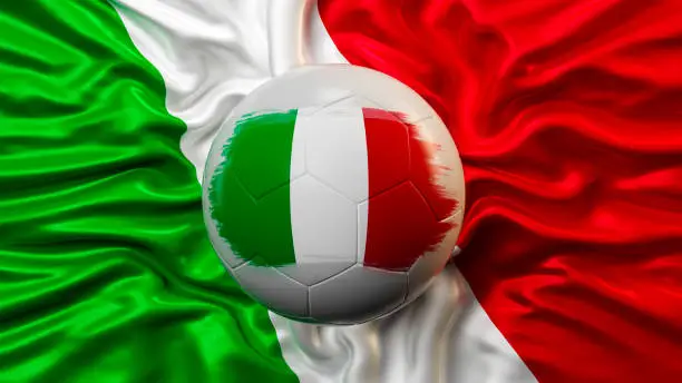 Photo of ITALY Flag and Soccer Football Ball With ITALY Flag