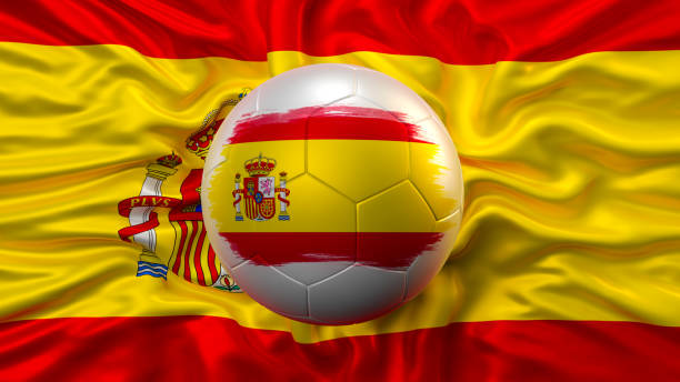 espagne drapeau et football ballon avec drapeau espagne - spain flag spanish flag national flag photos et images de collection