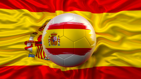 SPAIN Flag and Soccer Football Ball With SPAIN Flag
