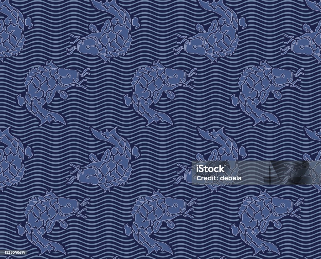 Blue Koi Pattern Blue Koi Fish Pattern Japanese Carp Luxury Seamless Background Stock ...
