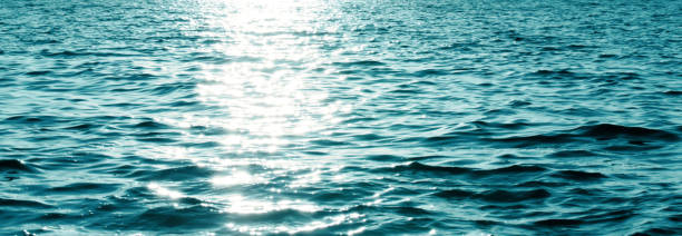 Sea Wave Rippled Summer Sunlight Background Abstract Teal Silver Pattern Turquoise Blue Light Wavy Blurred Texture Close-Up