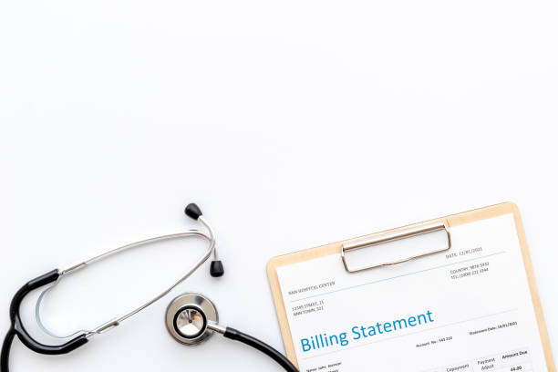 istock Stethoscope with medical billing statement. Top view 1325045950