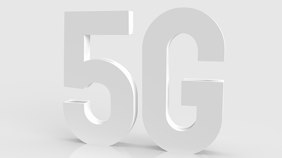 5g on white background for mobile or technology concept 3d rendering