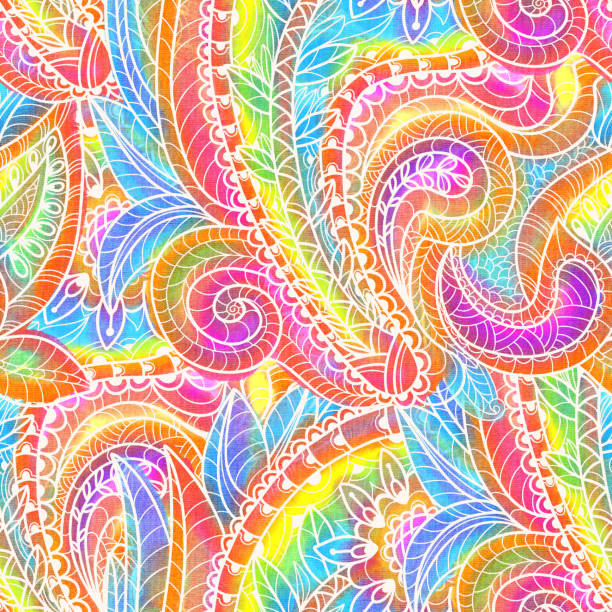 illustrazioni stock, clip art, cartoni animati e icone di tendenza di stampa paisley - flower backgrounds paisley flourish