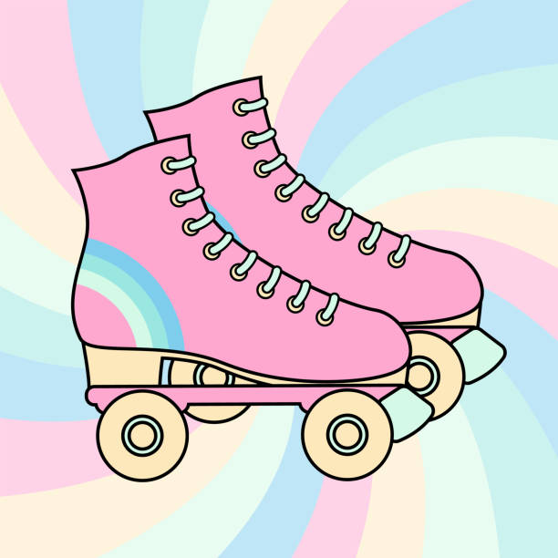 stockillustraties, clipart, cartoons en iconen met vector background with roller skates for banners, cards, flyers, social media wallpapers, etc. - rolschaatsen ijs of rolschaatsen