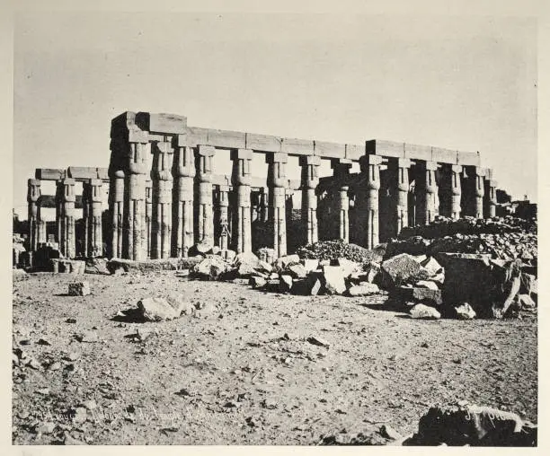 Photo of Antique photograph of the Temple Colonnade, Luxor, Egypt, 19th Century