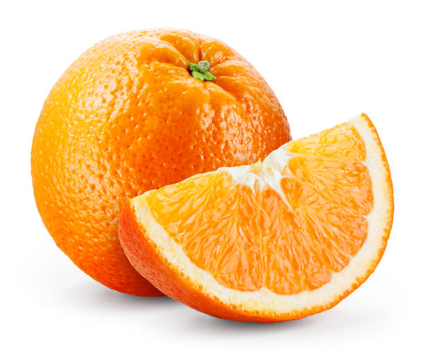 istock Orange isolate. Orange fruit with slice on white background. Whole orange fruit with slice. Full depth of field. 1325055726