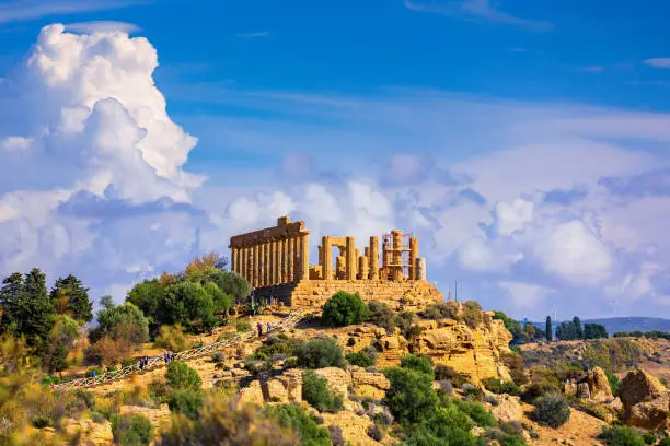 Photo of The greek temple of Juno in the Valley of the Temples, Agrigento, Italy. Juno Temple, Valley of temples, Agrigento, Sicily.