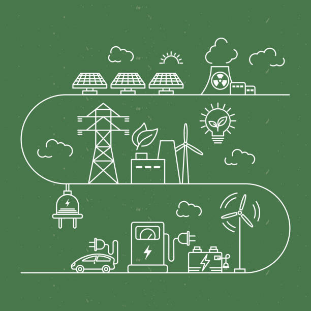 energy alternatives elements energy alternatives in green background nuclear energy stock illustrations