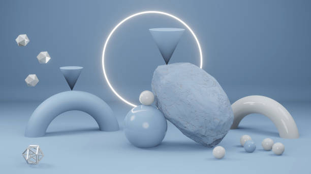 istock still life with geometric shapes and empty space in dark blue color 1325062306