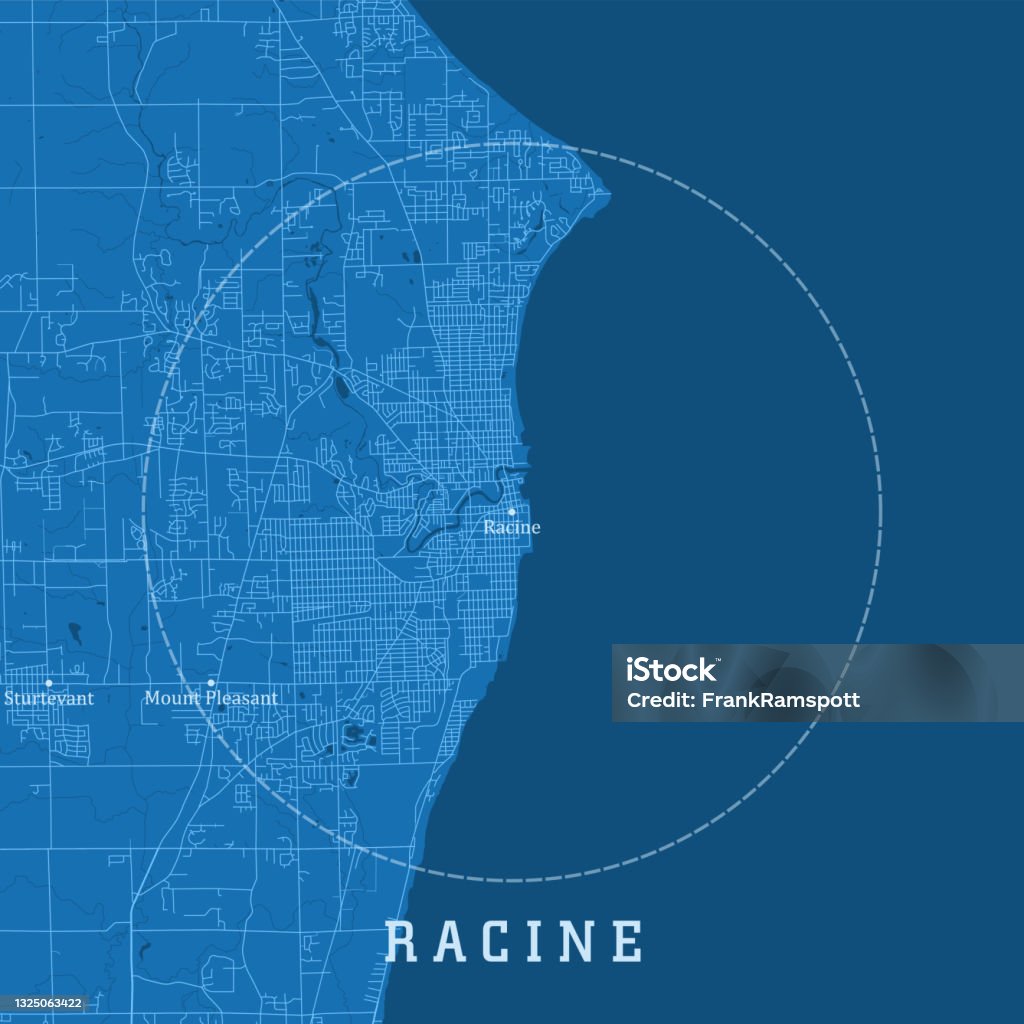Milwaukee Racine Map Racine Wi City Vector Road Map Blue Text Stock Illustration - Download ...