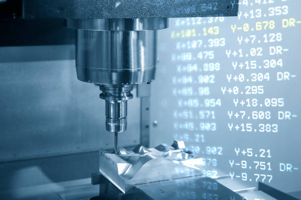 istock The abstract scene CNC milling machine cutting the  mold parts with G-code data background. 1325066665