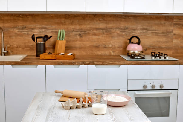 istock interior of kitchen and dough ingredients 1325069921