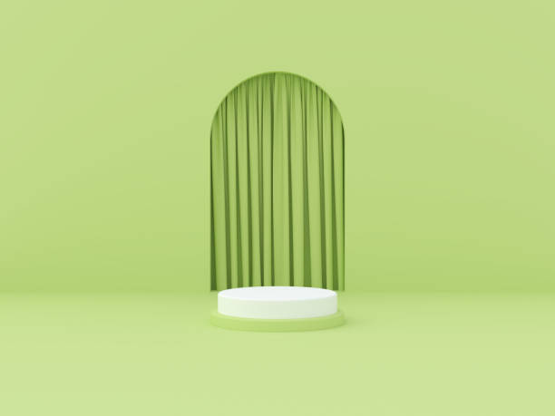 istock Background image for promotional product placement There is a base for placing the main product in the middle. and the background is light green. 3D Scene. 1325070519