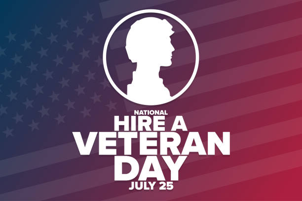National Hire A Veteran Day. July 25. Holiday concept. Template for background, banner, card, poster with text inscription. Vector EPS10 illustration. National Hire A Veteran Day. July 25. Holiday concept. Template for background, banner, card, poster with text inscription. Vector EPS10 illustration veteran stock illustrations
