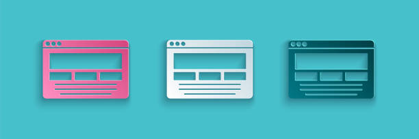 istock Paper cut UI or UX design icon isolated on blue background. Paper art style. Vector 1325074366