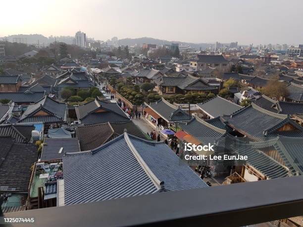 Jeonju Hanok Village Stock Photo - Download Image Now - Aerial View, Ancient, Architecture