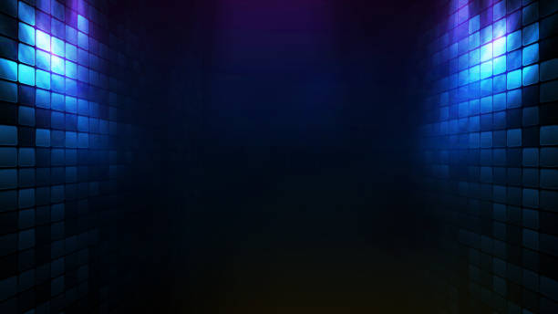 abstrakcyjne futurystyczne tło z niebieskiej cegły i oświetlenia spotlgiht tło sceny - floor grunge wall backgrounds stock illustrations