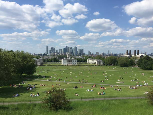 Greenwich View of Greenwich and the Isle of Dogs greenwich london stock pictures, royalty-free photos & images