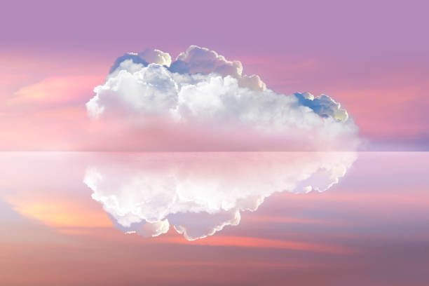 istock Moody pink sky and big clouds with reflection shadow background 1325084686