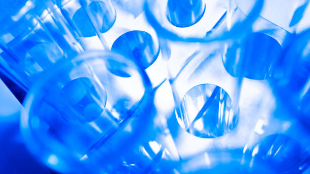 Test tubes in a tripod. Abstract chemical background.