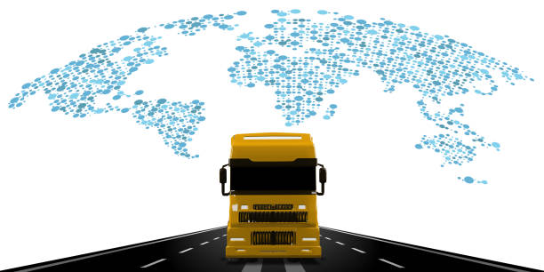 istock Cargo trucks and deliveries international transport system 3D illustration 1325087698