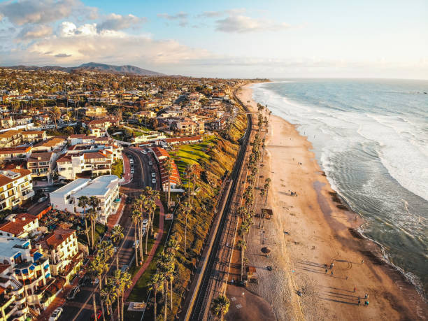 San Clemente Coastline Aerial photo of the San Clemente Coastline south of the San Clemente Pier san clemente california stock pictures, royalty-free photos & images