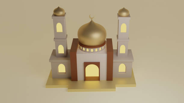 istock 3d mosque with golden dome illustration, relevant for islamic banner 1325090577