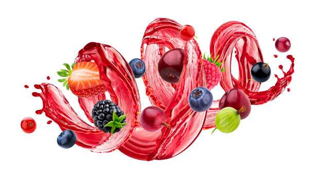 смесь ягод с брызгами сока - drink alcohol juice red стоковые фото и изображения