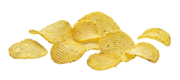 istock Ridged potato chips isolated on white background 1325090792