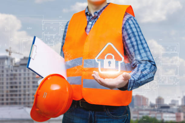 istock Builder showing icon of secure house . 1325094795