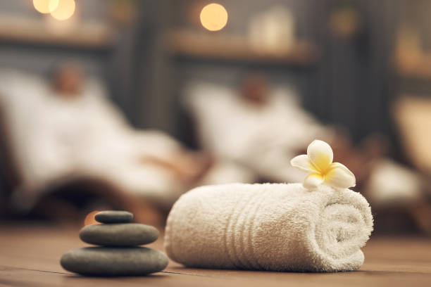 Still life closeup of a tranquil spa arrangement
