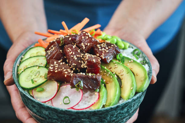 istock Ahi Tuna with Cucumber, Radish, Carrots and Avocado 1325096186
