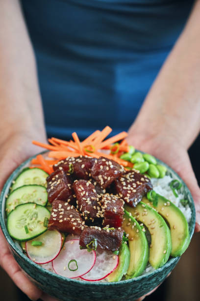 istock Ahi Tuna with Cucumber, Radish, Carrots and Avocado 1325096245