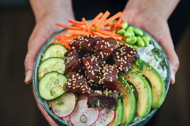 istock Ahi Tuna with Cucumber, Radish, Carrots and Avocado 1325096302